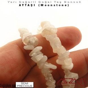 Değişken Ebatlarda - Kırık - Doğal Yüzey - Ay Taşı (Moonstone) Boncuk / 40 cm Dizi Şeklinde