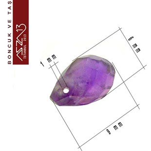 6x9 mm - Damla - Geodezik Yüzey - Ametis (Amethyst) / 10 Adet