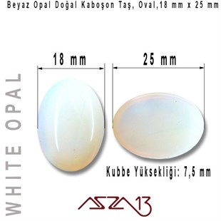 Beyaz Opal, 18x25 mm, Doğal Taş Kaboşon / Paket İçeriği 1 Adet