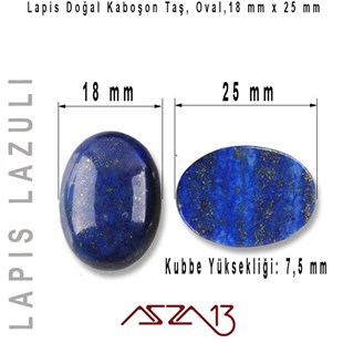 Lapis Lazuli 13x18 mm, Doğal Taş Kaboşon / Paket İçeriği 1 Adet