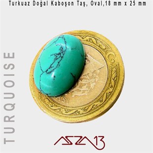 Turkuaz 18x25 mm, Doğal Taş Kaboşon / Paket İçeriği 1 Adet