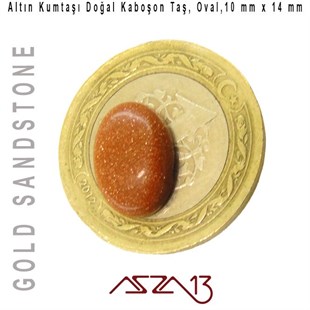 Altın Kumtaşı 10x14 mm, Doğal Taş Kaboşon / Paket İçeriği 1 Adet