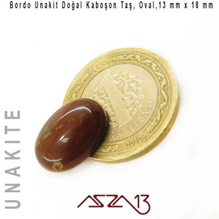Bordo Unakit, 13x18 mm, Doğal Taş Kaboşon / Paket İçeriği 1 Adet