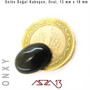 Siyah Oniks 13x18 mm, Doğal Taş Kaboşon / Paket İçeriği 1 Adet