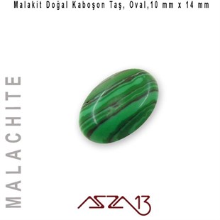 Malakit 10x14 mm, Doğal Taş Kaboşon / Paket İçeriği 1 Adet