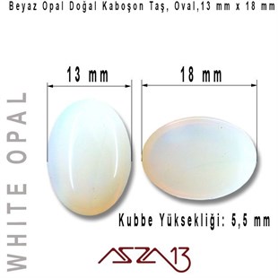 Beyaz Opal 13x18 mm, Doğal Taş Kaboşon / Paket İçeriği 1 Adet