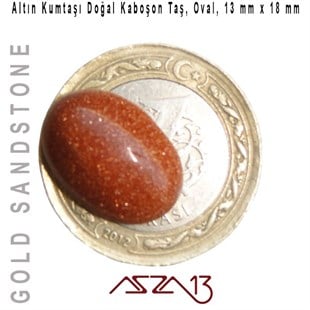 Altın Kumtaşı 13x18 mm, Doğal Taş Kaboşon / Paket İçeriği 1 Adet