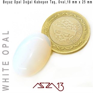 Beyaz Opal, 18x25 mm, Doğal Taş Kaboşon / Paket İçeriği 1 Adet