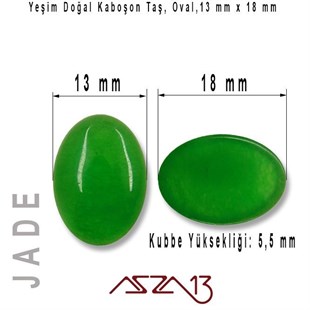 Yeşim 13x18 mm, Doğal Taş Kaboşon / Paket İçeriği 1 Adet