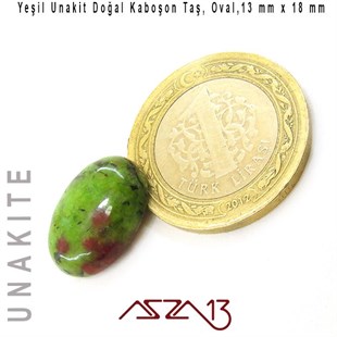 Yeşil Unakit, 13x18 mm, Doğal Taş Kaboşon / Paket İçeriği 1 Adet