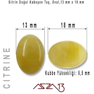 Sitrin 13x18 mm, Doğal Taş Kaboşon / Paket İçeriği 1 Adet