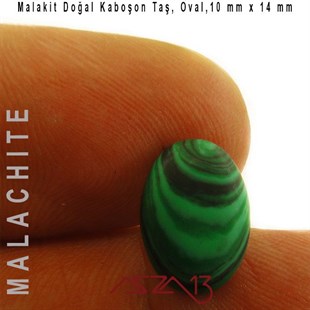 Malakit 10x14 mm, Doğal Taş Kaboşon / Paket İçeriği 1 Adet
