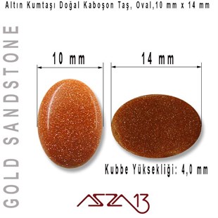 Altın Kumtaşı 10x14 mm, Doğal Taş Kaboşon / Paket İçeriği 1 Adet