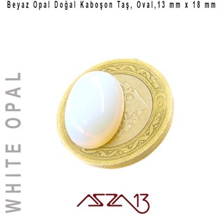 Beyaz Opal 13x18 mm, Doğal Taş Kaboşon / Paket İçeriği 1 Adet