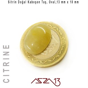 Sitrin 13x18 mm, Doğal Taş Kaboşon / Paket İçeriği 1 Adet