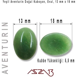 Yeşil Aventurin 13x18 mm, Doğal Taş Kaboşon / Paket İçeriği 1 Adet
