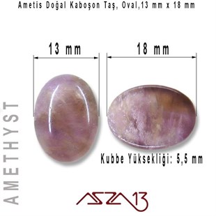 Ametis 13x18 mm, Doğal Taş Kaboşon / Paket İçeriği 1 Adet