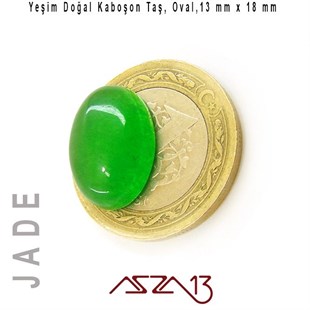 Yeşim 13x18 mm, Doğal Taş Kaboşon / Paket İçeriği 1 Adet