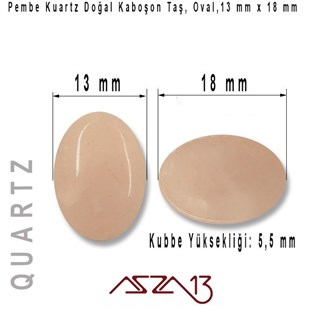 Pembe Kuartz 13x18 mm, Doğal Taş Kaboşon / Paket İçeriği 1 Adet