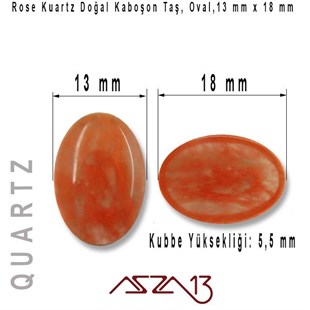 Rose Kuartz 13x18 mm, Doğal Taş Kaboşon / Paket İçeriği 1 Adet