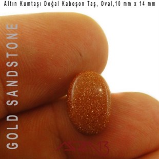 Altın Kumtaşı 10x14 mm, Doğal Taş Kaboşon / Paket İçeriği 1 Adet