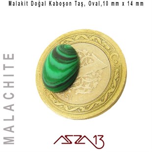 Malakit 10x14 mm, Doğal Taş Kaboşon / Paket İçeriği 1 Adet