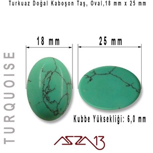 Turkuaz 18x25 mm, Doğal Taş Kaboşon / Paket İçeriği 1 Adet