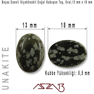 Siyah Unakit, 13x18 mm, Doğal Taş Kaboşon / Paket İçeriği 1 Adet
