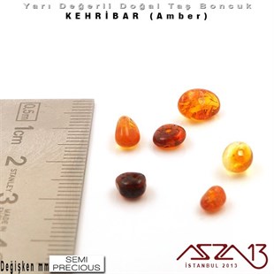Değişken Ebatlarda - Amorf (Bebek Dişi) - Karışık Renk, Düz Yüzey - Kehribar (Amber) / 50 Adet