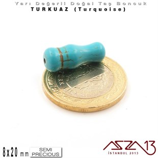 8x20 mm - İmame - Düz Yüzey - Mavi Turkuaz (Turquoise) / 1 Adet