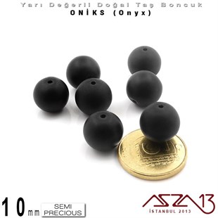 10 mm - Yuvarlak, Mat - Düz Yüzey - Oniks (Onyx) / 7 Adet