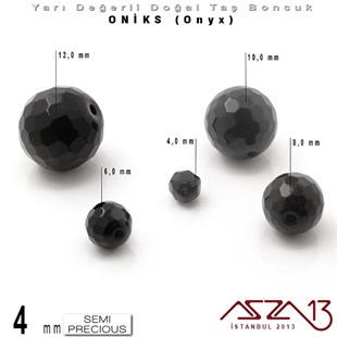 4 mm - Yuvarlak, Parlak - Geodezik Yüzey - Oniks (Onyx) / 34 Adet