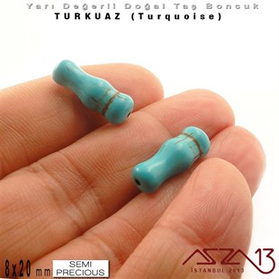 8x20 mm - İmame - Düz Yüzey - Mavi Turkuaz (Turquoise) / 1 Adet