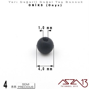 4 mm - Yuvarlak, Mat - Düz Yüzey - Oniks (Onyx) / 34 Adet