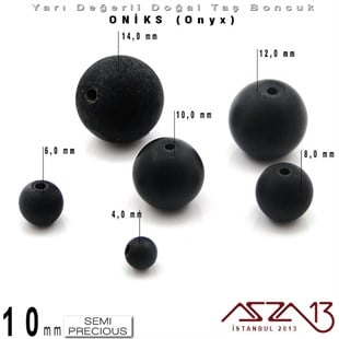 10 mm - Yuvarlak, Mat - Düz Yüzey - Oniks (Onyx) / 7 Adet