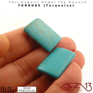18x25 mm - Dikdörtgen - Düz Yüzey - Mavi Turkuaz (Turquoise) / 1 Adet
