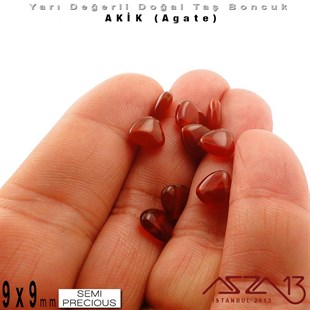 8 mm - Yuvarlak - Geodezik Yüzey - Hint Akik (Indian Agate) / 9 Adet