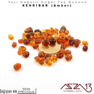 Değişken Ebatlarda - Amorf (Bebek Dişi) - Karışık Renk, Düz Yüzey - Kehribar (Amber) / 50 Adet