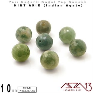10 mm - Yuvarlak - Geodezik Yüzey - Hint Akik (Indian Agate) / 7 Adet