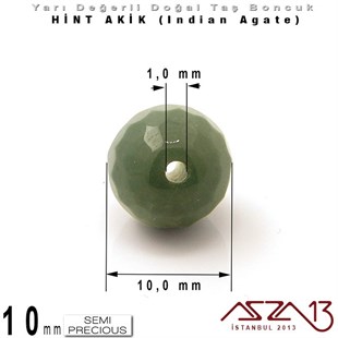 10 mm - Yuvarlak - Geodezik Yüzey - Hint Akik (Indian Agate) / 7 Adet