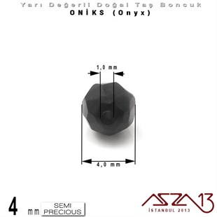4 mm - Yuvarlak, Parlak - Geodezik Yüzey - Oniks (Onyx) / 34 Adet
