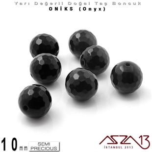 10 mm - Yuvarlak, Parlak - Geodezik Yüzey - Oniks (Onyx) / 7 Adet