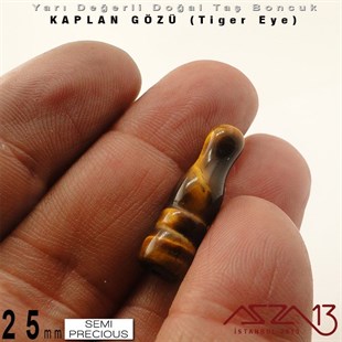 25 mm - İmame - Kahve, Düz Yüzey - Kaplan Gözü (Tiger Eye) / 1 Adet