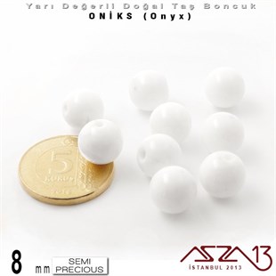 8 mm - Yuvarlak, Parlak - Düz Yüzey - Oniks (Onyx) / 9 Adet