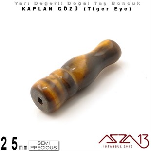 25 mm - İmame - Kahve, Düz Yüzey - Kaplan Gözü (Tiger Eye) / 1 Adet