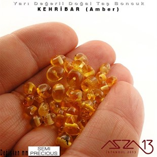 Değişken Ebatlarda - Amorf (Bebek Dişi) - Bal Rengi, Düz Yüzey - Kehribar (Amber) / 50 Adet