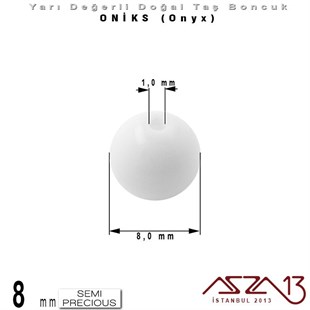 8 mm - Yuvarlak, Parlak - Düz Yüzey - Oniks (Onyx) / 9 Adet