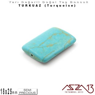 18x25 mm - Dikdörtgen - Düz Yüzey - Mavi Turkuaz (Turquoise) / 1 Adet
