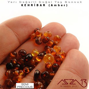 Değişken Ebatlarda - Amorf (Bebek Dişi) - Karışık Renk, Düz Yüzey - Kehribar (Amber) / 50 Adet