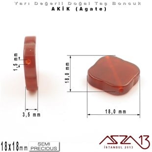 18x18 mm - Rhombus - Düz Yüzey - Akik (Agate) / 3 Adet